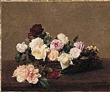 A Basket of Roses by Henri Fantin-Latour